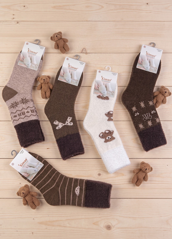 Xintao WiK 3141 wz.5 Шкарпетки жіночі Merino 88% вовни теплі-1 коричневі