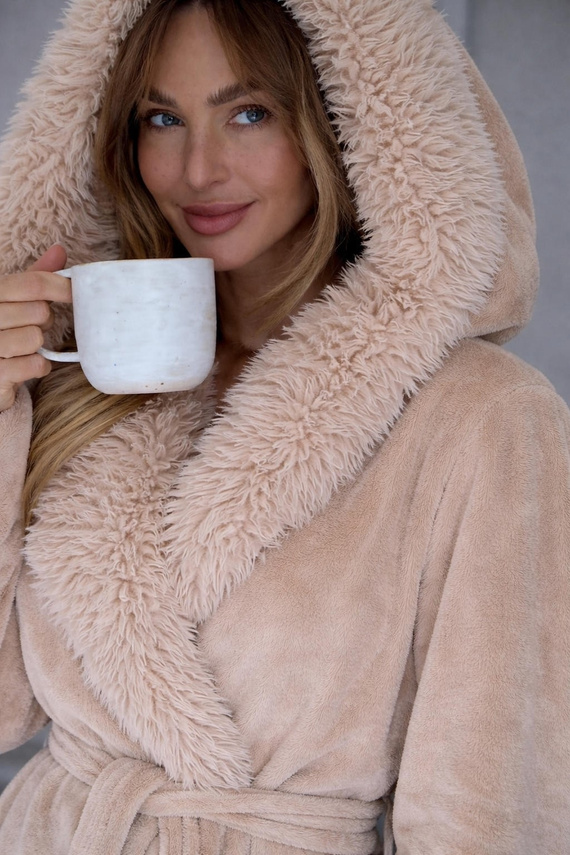 L&L Ana 2646 Angora довгий жіночий плюшевий халат з хутром