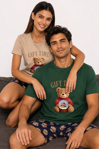 Cornette Gift Time 2 Christmas 1112/517 Бежева жіноча коротка піжама 100% бавовна