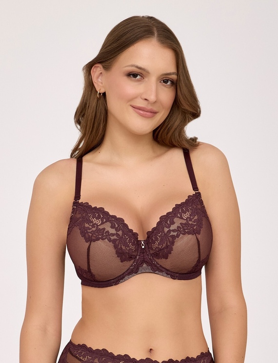 Бюстгальтер push-up Ava 2232 Chocolate Brown мереживо на кісточках