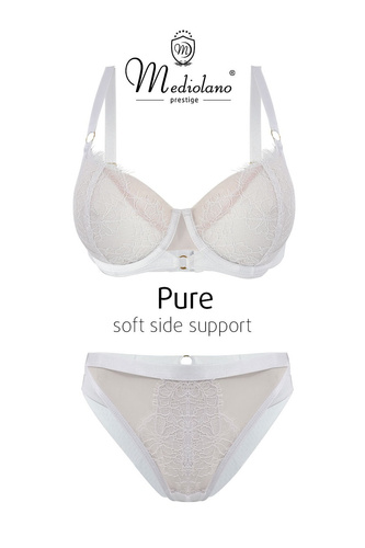 Mediolano Pure Soft Side Support 19260 білий м’який бюстгальтер з мереживом