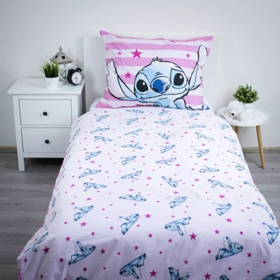 Постільна білизна Lilo i Stitch JF24 140x200 рожева зірки 100% бавовна