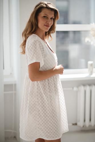 Нічна сорочка для вагітних і годування Flower Power Milk & Love white