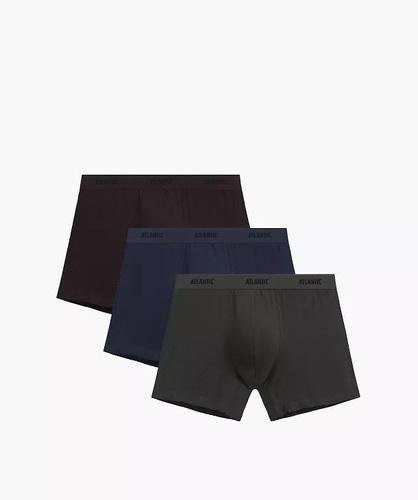 Чоловічі боксерки Atlantic 3MH-0177 A3 3-pack коричневий-індиго-хакі, бавовняні, з довгою штаниною