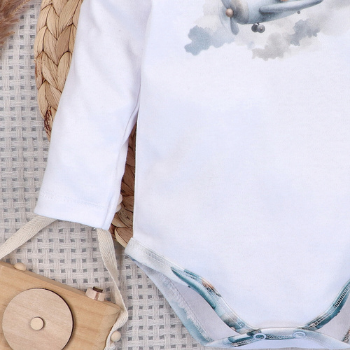 NINI ABN-5745/BIA боді для немовлят 100% бамбук Baby Bear Pilot з кнопками