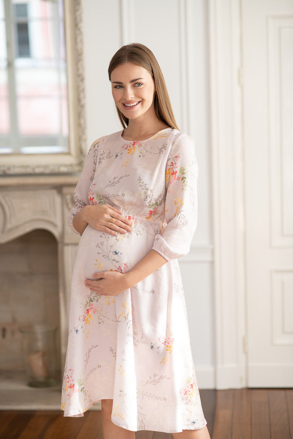 Сукня для вагітних Milk&Love для годування Lovely Dress Midi з рукавом 3/4 у кольорові гілочки