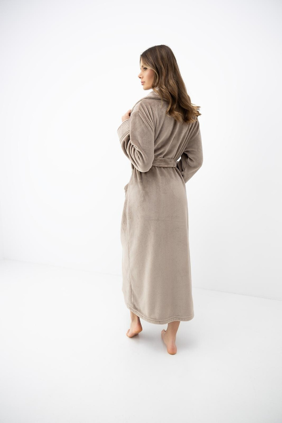 Жіночий халат Sensis Marron mocca м’який з шалевим коміром і кишенями