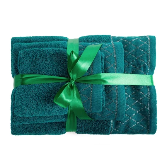 Комплект рушників Eurofirany 3 шт м’які та поглинаючі рушники Layla dark turquoise