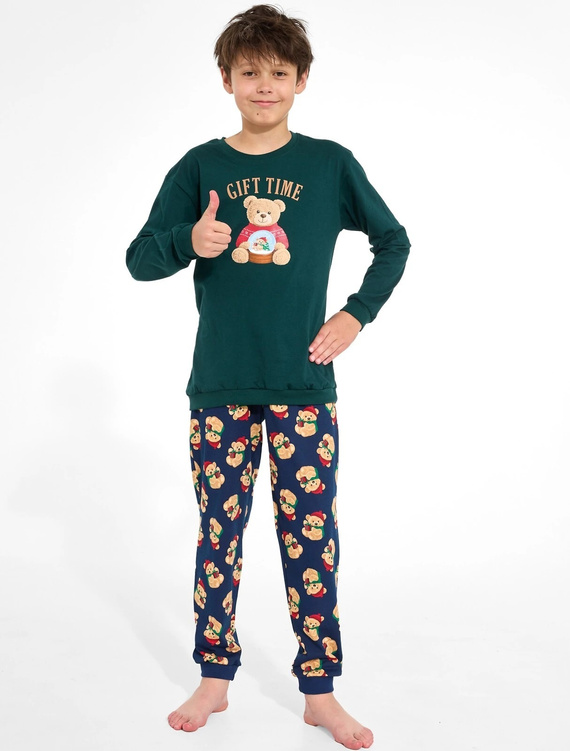 Cornette Gift Time Christmas 593/184 966/184 Зелена хлопчача піжама 100% бавовна