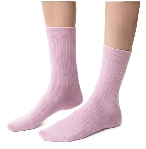 Шерстяні шкарпетки жіночі в рубчик ART.130 Natural Merino Wool Steven, рожевий - вовна меринос